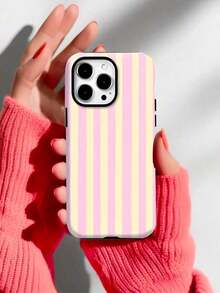 1 Bohemian-Style Stylish Phone Case,Pink And Light Yellow Vertical Stripes Two-In-One Matte Texture Phone Case Suitable For Compatible With 16, 15, 14, 13, 12, 11, PRO MAX,PLUS, , Galaxy S21/22/23/24/25 Ultra/FE+,NOTE20 Ultra,A71/56/55/54/53/52/36/34/26/25/23/16/15/14/13/06screen Protector For  Christmas Phone Case Fall Phone Cases  17 Pro Max Case Privacy Screen Protector - 1PC - 查看 5
