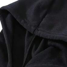 Letter Graphic Y2K Pop Music Patterned Hooded Sweatshirt For Men, With Lyrics Prints And Musical Symbol Design - 100% Polyester Warm Winter Pullover, Regular Style Long Sleeve Casual Streetwear, Suitable For Hip-Hop Lovers, Concert And Casual Wear, Concert Clothing, Urban Style, Hip-Hop Fashion, Durable Sweater, Stylish T-Shirt, Men's Spring And Autumn Hooded Sweater, Patterned Print Sweater, T-Shirt, Comfortable Winter Sweater - Black - View 4