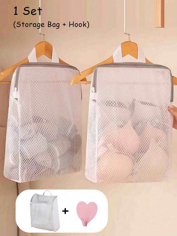 1 قطعة حقيبة تعليق لتخزين الجوارب خزانة الملابس الداخلية، أداة تخزين للطلاب في غرفة النوم بالجدار، مجموعة واحدة من حقيبة التخزين والخطافات