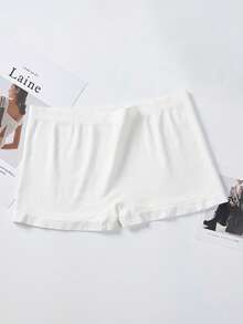 6pcs Plus Size Seamless Solid Color Women's Briefs, High Elasticity Comfortable Breathable Soft Invisible Mid-Waist Shorts