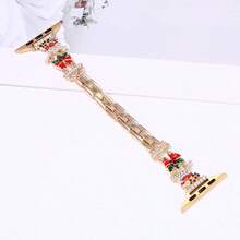 1 Stück Weihnachts-Uhrenarmband/-Gehäuse kompatibel mit Apple Watch SE/8/7/6/5/4 Serie 40/41mm und 44/45mm, einzigartiges Hohldesign mit PC-Hartschalenmaterial + farbigem Strass-Metallrahmen - Direkter Touchscreen ohne Verzögerung, leicht und langanhaltend, Metallarmband mit verstellbarem Faltschließe, tolles Geschenk - Uhren-Zubehör (nicht als Set, Uhrengehäuse und Armband separat erhältlich)