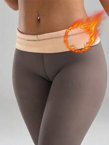 Women's Gray Thickened Fleece Pantyhose For Fall/Winter, Plus Size Perfect For Autumn And Winter Loungewear, Office Wear, Or Layering Over Socks.