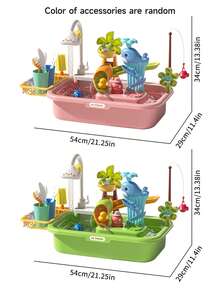 厨房水槽玩具、儿童电动洗碗机玩具、厨房玩具配件、泳池漂浮钓鱼玩具（适合水上玩耍）、儿童角色扮演洗碗机玩具（适合男孩女孩）（配件颜色随机）