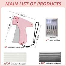 Quick Clothing Label Fastener Gun Set - Mini Pin Style Label Gun, Suitable For Sewing, Quilting, Garment Repair And Holiday Gift Wrapping - Includes 1 Label Gun, 6 Steel Pins, 500 White Plastic Pins And 500 Black Plastic Pins - For DIY, Shops And Home Use