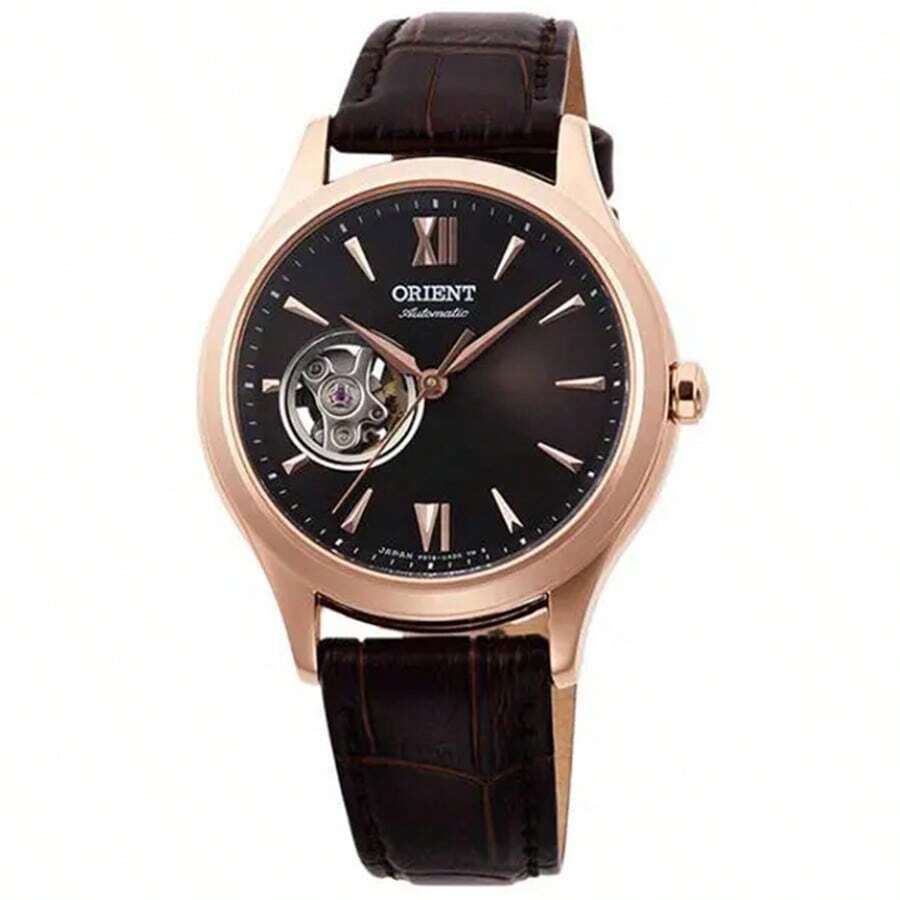 Orient 1 pieza Reloj mecánico de mujer con correa de cuero PU - Negro - Ver 1