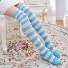 1 Pair Women's Striped Knee High Socks, Fashion Colorful Stripes, Thigh Socks, Long Socks, Girls Socks, Party Socks, Dance Socks, Punk Style, Rockstar, For Daily Wear, Cozy Socks