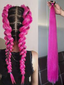 2 kolorowe tęczowe akcesoria do włosów ombre – niezbędne na imprezy, warkoczowy kucyk, opcje różowo-niebieskie-fioletowe – lekkie, wytrzymałe peruki syntetyczne, odpowiednie na festiwale, gale, cosplay, akcesoria do kostiumów K-popowych, luksusowy zestaw zawiera 1 pełną perukę