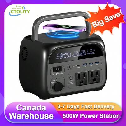 CTOLITY AP400 500W Portable Power Station 345.6Wh 108000mAh Solar Generator LiFePo4 Batteries AC 110V Energy Storage Supply Camping RV