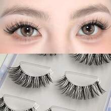 3 Pairs Faux Mink Lashes 3D Transparent Stem Mink Lashes Invisible Band Natural Black Faux Mink False Eyelashes Full Strip Reusable, Long Transparent Stem False Lashes Cat Ear Fine Stem European And American Makeup Mixed Blood Eye Makeup Chemical Fiber Thick Lx9 Devil 3 Pairs, Transparent Stem False Eyelashes Crossed Natural Thick Elongated Fine Stem Cross-Border Southeast Asia New C47