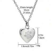 Pet Cremation Jewelry For Ashes Pendant Paw Print Pet Heart Urn Necklace Memorial Keepsake Jewelry For Pet/Dog's/Cat's Ashes