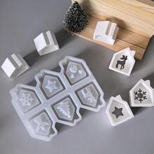 DIY 树脂模具 6 腔空心房屋装饰模具、家居装饰烛台、环氧树脂、石膏、硅胶模具 - 白色 - 查看 3
