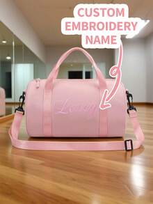 Borsa da viaggio con ricamo personalizzato, borsa da danza, organizer da viaggio, pochette personalizzata, multifunzionale e decorativa, design a lettera, colore unito, raffinata ed elegante, mix di vintage e moderno, colorata, casual e versatile, stile basic, morbida e unica, personalizzabile - un'idea regalo ideale per lei, la tua ragazza, lui, il tuo ragazzo e gli amici.