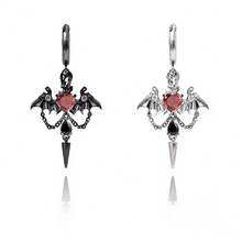 Dark Bat Tassel Love Earrings Women's Halloween Chain Rivet Punk Earrings Men's Earrings Ornament - Trắng K - Xem 1