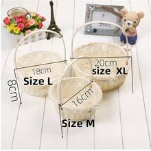 圆形编织花篮，田园风小花童花篮，抛花篮，鲜花礼品包装篮，浪漫婚礼花童花篮，收纳篮，高端手工编织礼品篮