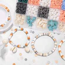 1 盒海洋主题串珠首饰制作套件，夏季度假风格友谊手链，粘土珠子用于珠宝制作 DIY、项链和耳环，节日礼物 - 彩色 - 查看 11