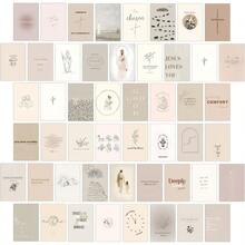 DChristian Wall Collage Kit Neutral Aesthetic Wall Art Prints And Posters 50 Pcs 4x6 Inch Bible Verse Room Decor Christian Wall Decor For Bedroom Dorm Office10 - 中性的 - 查看 1