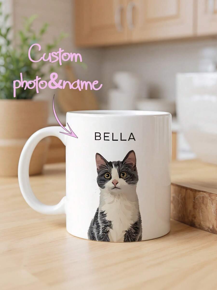 1 szt. spersonalizowany kubek ze zdjęciem zwierzaka, spersonalizowany kubek do kawy ze zdjęciem, spersonalizowany kubek z tekstem, spersonalizowany kubek pamiątkowy z okazji rocznicy, prezent na parapetówkę, prezent na Walentynki, prezent rocznicowy, prezent na ukończenie szkoły, prezent na Dzień Matki, prezent na Dzień Ojca, idealny prezent dla taty/mamy, wyjątkowy prezent dla żony/męża, idealny prezent dla chłopaka/dziewczyny, spersonalizowany prezent dla niego/niej, przemyślany prezent dla miłośników/właścicieli zwierząt - Biały - Zobacz 1