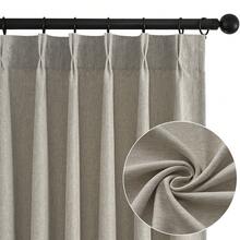 6 Panels Natural Pinch Pleated Semi-Shading Curtains Textured Linen Blended Window Curtains For Living Room Bedroom Pinch Pleat Drapes With Hooks - 深亞麻色 - 查看 6