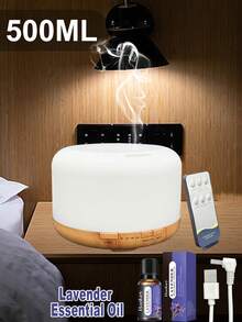 500ml Essential Oil Diffuser With Remote Control, Humidifier 5 In 1 Ultrasonic Aromatherapy Fragrant Oil Humidifier Vaporizer, Essential Oil Diffuser, Aromatherapy Humidifier For Relaxing Atmosphere In Home Office Bedroom