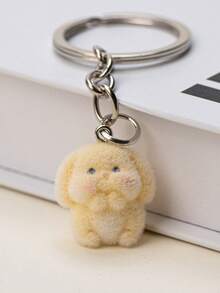 Lindo llavero de peluche de conejo de dibujos animados, adorable colgante de resina 3D de animal, ideas de regalo de Navidad