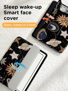 Starry Universe Pattern-Sided Painted Effect Acrylic Crystal Cover For IPad 10th Generation, IPad 10.2/Mini6/Mini7/9.7inch, Tablet Case Compatible With Samsung Galaxy Tab A9 Plus,3+Y Fold Anti-Bend, Reinforced Silicone Corners, Auto Wake/Sleep Function, Built-In Pencil Slot, Multi-Angle Foldable Stand - Perfect Daily Protection, Great Holiday Gift - Multicolor - View 8