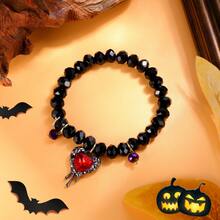 MDFUN Halloween Beaded Bracelets Pumpkin Spider Ghost Charms Bracelets BOO Happy Halloween Stretch Bracelets Set Holiday Gift