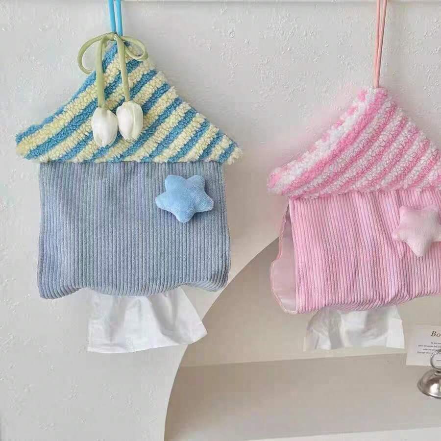 1 Peça Caixa de Lenços Pequena Estilo Cute Ins para Pendurar, Ideal para Sala de Estar, Quarto, Mesa, Penteadeira, Escritório, Banheiro, Mesa de Cabeceira, Organizador de Armazenamento de Lenços para Carro - Multicolorido - Visão 1