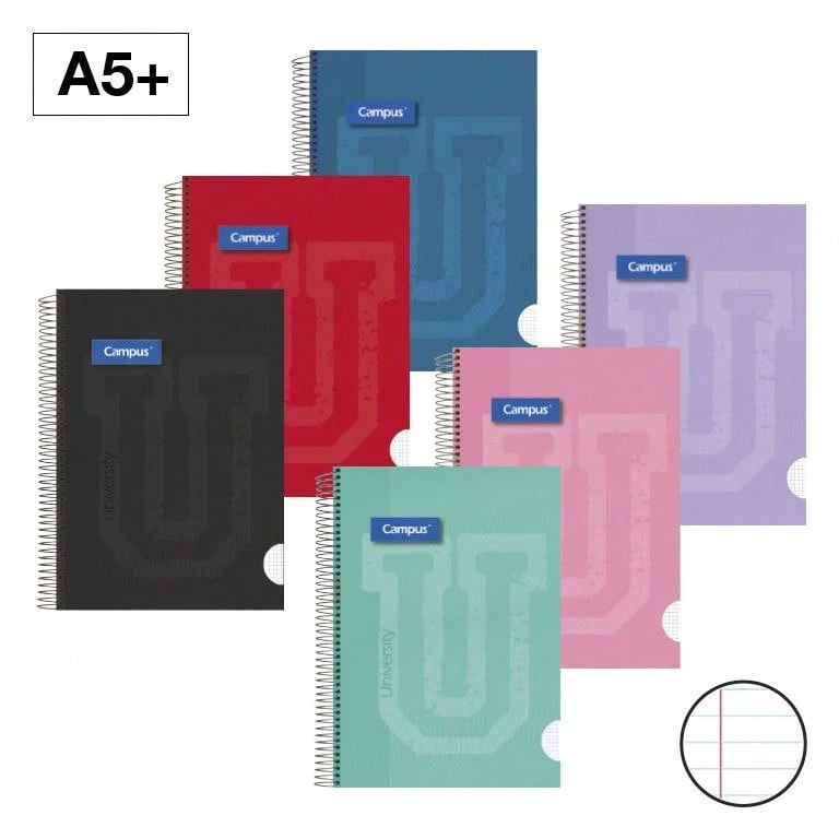 campus Cahiers - Couverture extra rigide, lignée horizontalement, double marge - Voir 1
