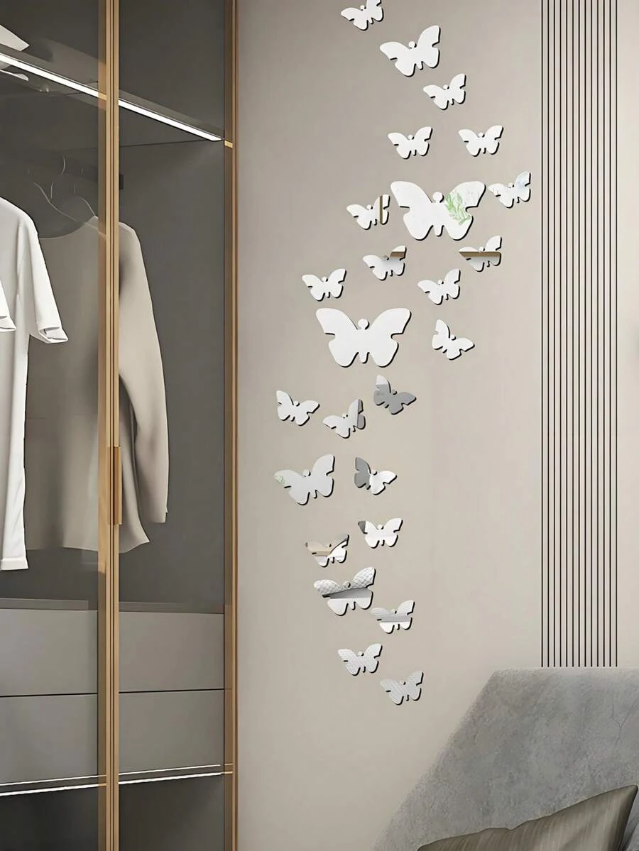 36 Stücke Schmetterling Wandaufkleber für Wanddekoration - Schlafzimmer, Wohnzimmer, Badezimmer, Dorm, Tür - 3D Acryl Spiegel Dekoration: Heim/Raum/Ästhetik/Herbst/Weihnachten/Hochzeit/Büro Dekoration