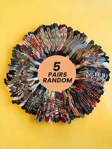 1/5/10 Pairs Unisex Mid-Calf Knitted Socks, Non-Slip Vintage Pattern, Comfortable & Warm For Indoor/Outdoor Use, Fleece-Lined For Autumn/Winter, Assorted Design