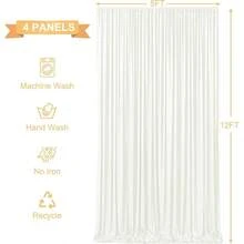 4 Panels Ivory Backdrop Curtains Wedding Party Wrinkle Backdrops Curtain Drapes Fabric Decorations Photo Back Drop Cloth Shower Photography Stage Reception 20ftx 12ftH - 5'(W) x 12'(H), 4 tấm + Ngà - Xem 6