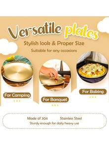 Stainless Steel Storage Tray 304 Stainless Steel Camping Meal Plate Reusable Stainless Steel Bowls And Plates Gold Plated Serving Tray Oval Shaped Utensils