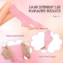 Long Leg Warmers Women 24 Inch Over Knee Knit Ribbed Leg Warmer Stirrup Yoga 80s Party Dance Ballet Supply - 粉色 - 查看 3
