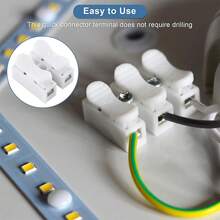 Kit surtido de 100 conectores rápidos de 2 pines con resorte y abrazadera de cable, 10 W, 220 V, apto para electricidad, electrodomésticos, iluminación y maquinaria. - Blanco - Ver 4