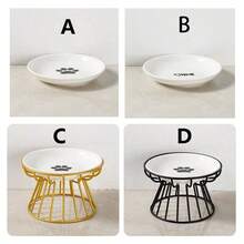 1pc Ceramic Raised Cat Food Bowl, Metal Stand Pet Bowl