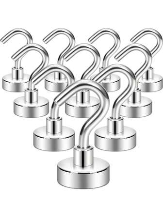 10个磁性挂钩，适用于露营、烧烤、厨房、冰箱和车库墙壁 - 休闲风格墙面安装