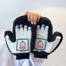 1 Pair Cute Dopamine Fully Covered Gloves, Warm Thermal Lined Thick Winter Gloves For Women, Students, Cycling, Cold Weather Protection