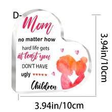 1pc Dearest Mom, Mother's Day Transparent Acrylic Heart Souvenir Gift, Mother And Daughter Pink Silhouette, Best Birthday Gift For Mom, Best Holiday Gift - Ornaments - View 9