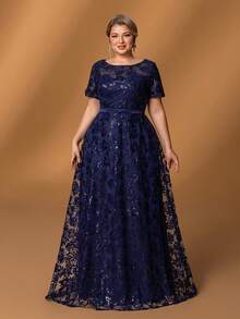 Faeriesty Mosy Plus Short Sleeves Floral Sequin Mother Of The Bride Dress&Wedding Dress&Formal Party Dress&Long Evening Gown