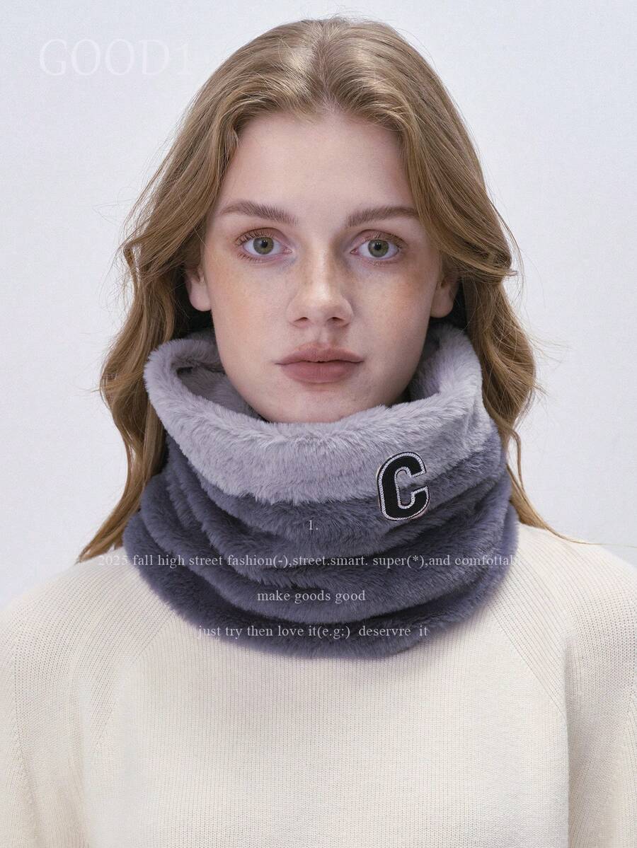 1pc Letter C Dual-Color Casual Scarf, Minimalist Daily Wear