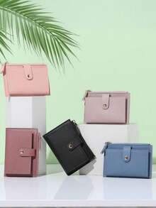 Ultra-Slim Compact Wallet With 6 Card Slots And Snap Closure Stylish, Slimline And Lightweight Portable Wallet ID Card Holder With Coin Pocket Birthday Gift, Anniversary Present, Valentine's Day Gift For Ladies, Young Women, Teenagers, Students Backpack Essentials, Study Supplies, Dormitory Items Back-To-School Gift, Gift Bag Card Holder, Wallet, Business Card Case, Credit Card Holder Women's Wallet, Mini Wallet, Clutch Bag, Card Holder