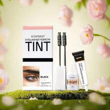 2in 1 Semi-Permanent Eyelash Eyebrow Tinting Kit ,Waterproof Quick Tint Eyebrow Enhancement Long Lasting Eyebrow Cosmetics - 黑色 - 查看 2