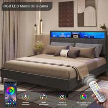 Base Cama Tapizada Led Con Estación Carga,queen Size - Tipo de Enchufe B USA (110-127V) - Ver 3