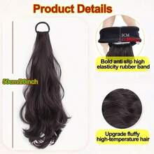 Women's Heat-Resistant Synthetic Ponytail Wig - Long Curly Wavy Non-Slip Rubber Band, Natural Layered Suitable For Daily Party Photos, Full Light Beige Color And All Hair Types Exclusive Stable High-Temperature Resistant Fiber Wig - Màu nâu tối - Xem 7