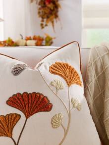 1/2 Vỏ gối thêu hình lá mùa thu 18x18, Vỏ gối trang trí hình lá mùa thu, Đồ trang trí nhà nông thôn mùa thu, Vỏ gối trang trí ghế sofa - Nhiều màu - Xem 3