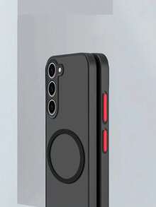 1pc Wireless Charging Matte Acrylic PC Phone Case Compatible With Samsung & IPhone Smartphones - Black - View 6