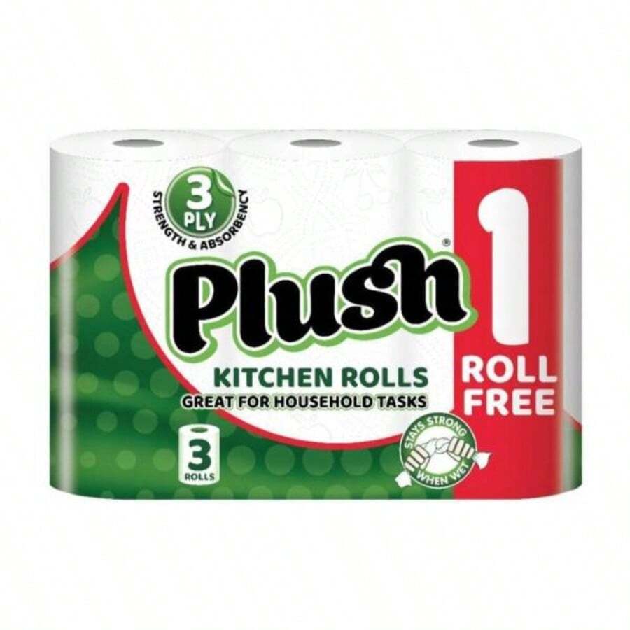 Plush 3-Ply Kitchen Paper Towels – Ultra Absorbent & Durable  Rolls Cleaning Wipes Household - 18 Rolls - View 1