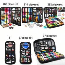 1 Juego de costura portátil, Juego de herramientas de costura para el hogar con caja de hilos, agujas, accesorios de costura (colores aleatorios), regalos de juego de costura para mamá, abuela, mujeres, hombres, adultos, niños, adolescentes, principiantes, viajeros, accesorios de costura portátiles que contienen hilos, agujas, tijeras, artículos esenciales para dormitorio universitario