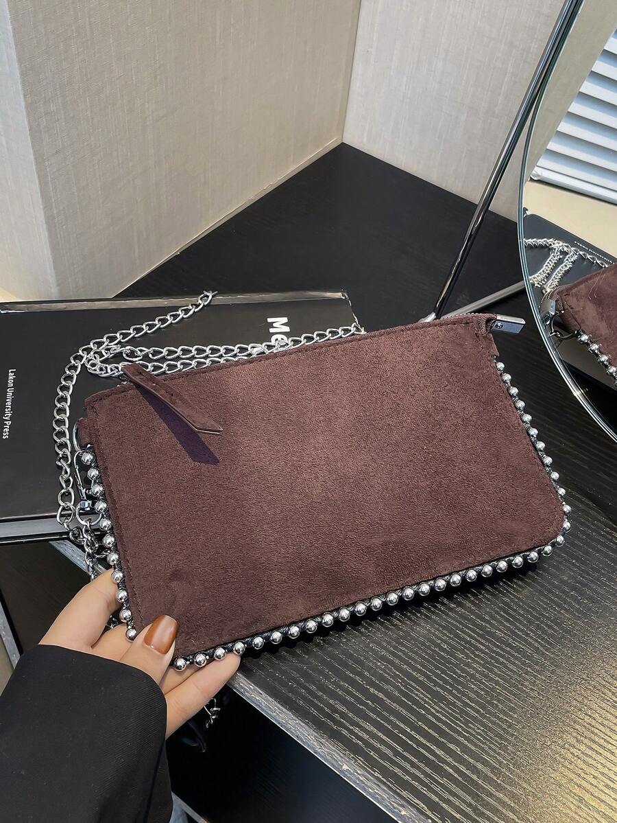 Leopard Print Women's Handbag, New Fashion Charming Lady Personalized Beaded Shoulder Bag & Crossbody Clutch