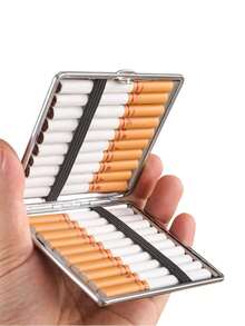 1pc Letter Printed Leather Cigarette Case, Holds 20 Cigarettes, Crush-Resistant, Portable, Moisture-Proof Alloy Leather Cigarette Box, Personalized Cigarette Holder For Men